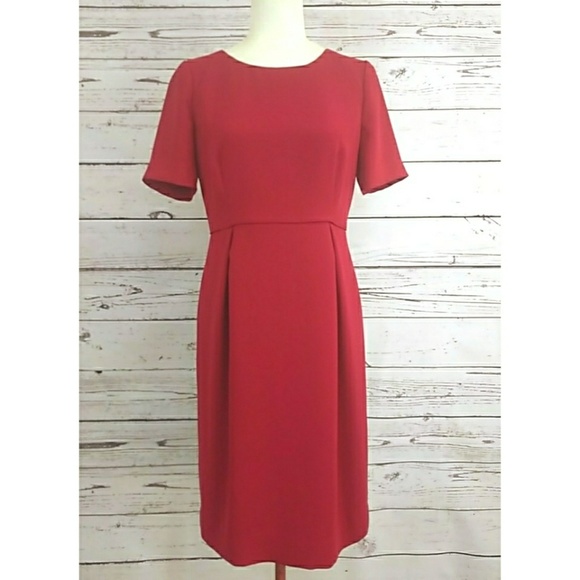 J. Crew Crepe red short sleeve back zipper dress - Picture 8 of 8